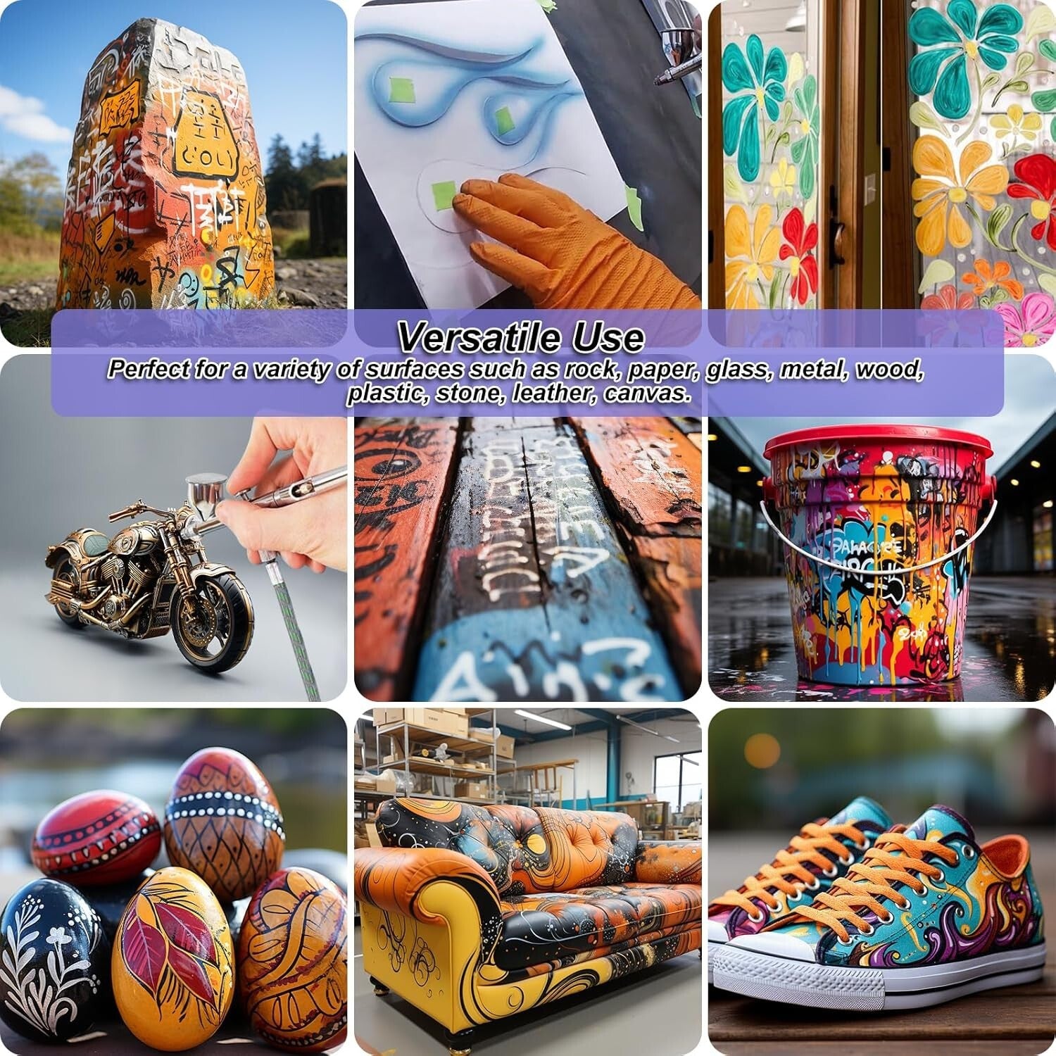 User-Friendly Airbrush Paints - 43 Colors, 5 Thinners & Great for All Surfaces