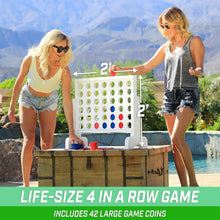 Load image into Gallery viewer, Fun 2ft Wide Wooden 4 in a Row Game with Quick Setup for Indoor &amp; Outdoor Play