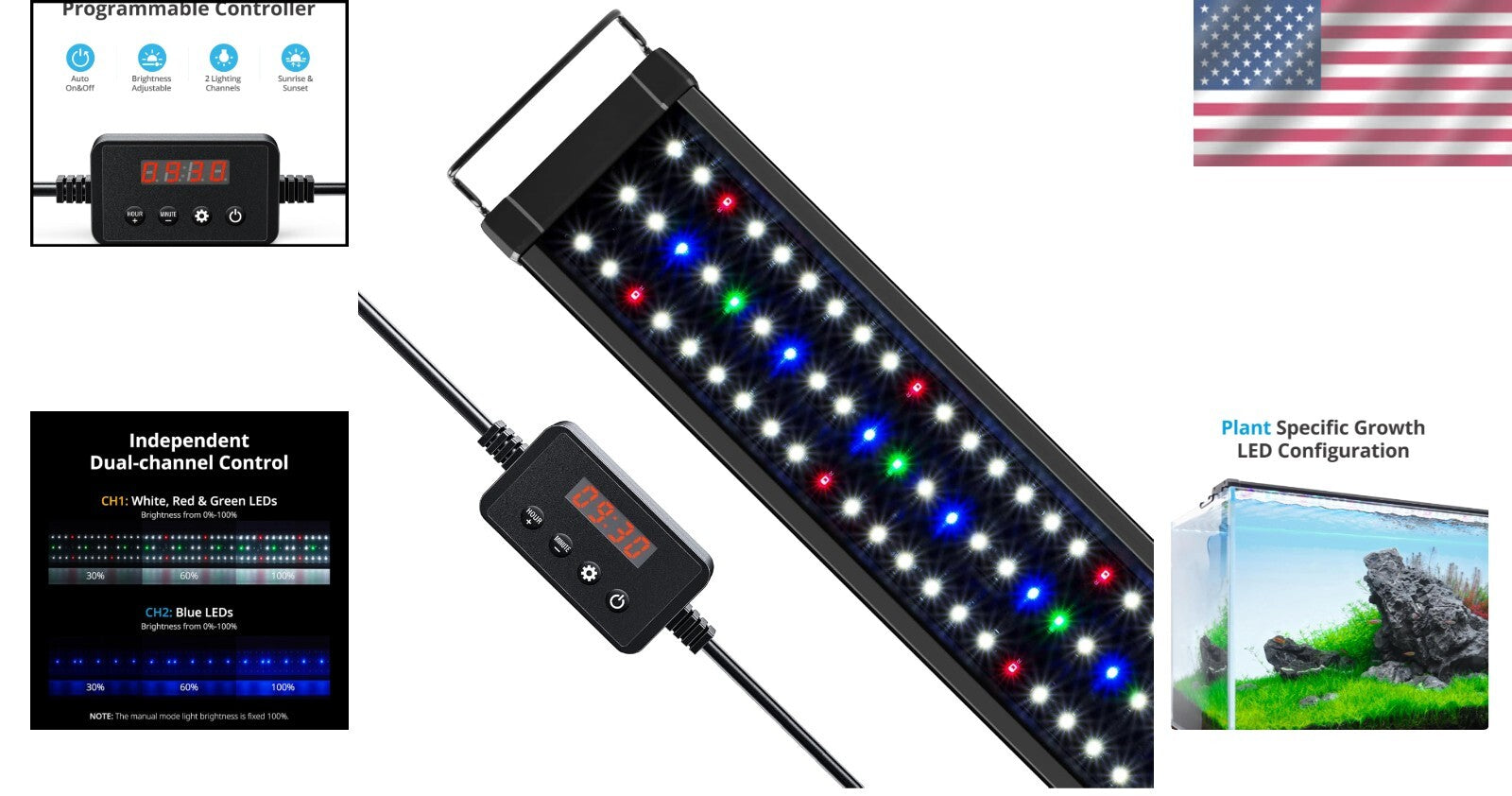 ClassicLED Plus 27 Watts Aquarium Light - Adjustable Spectrum & Timer for Tanks
