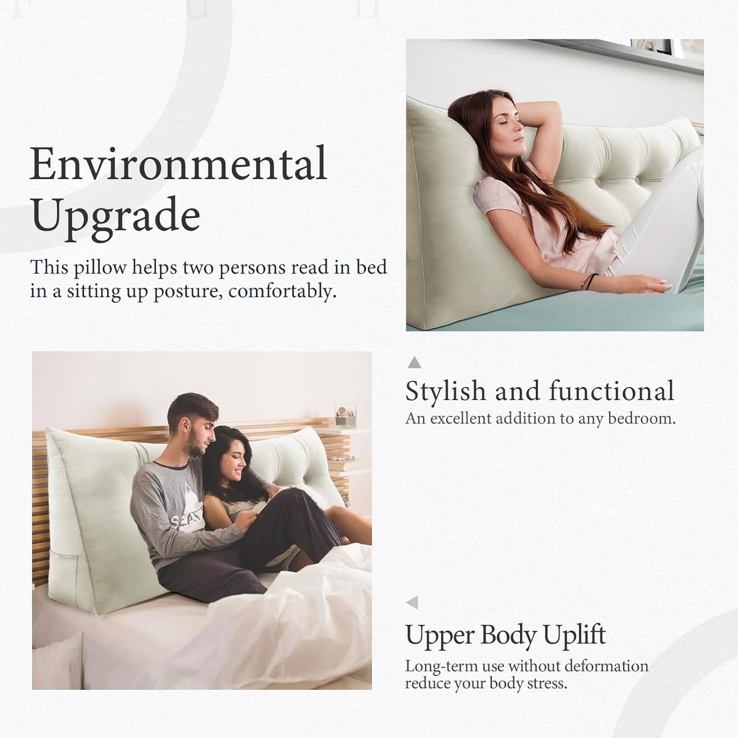 Large 76-Inch King Wedge Pillow for Reading & Relaxation - Soft Velvet Design