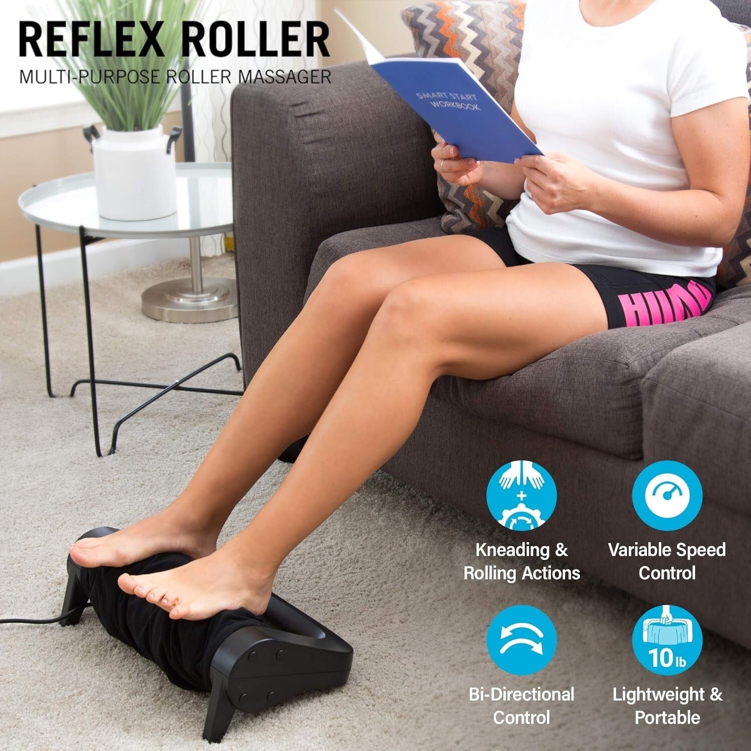 Electric Shiatsu Foot Massager with Calf Roller for Pain Relief and Relaxation