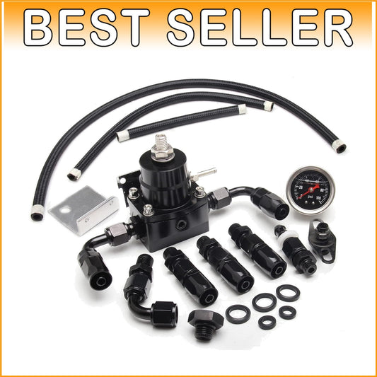Adjustable Aluminum EFI Fuel Pressure Regulator Kit with 6AN Fittings & Gauge