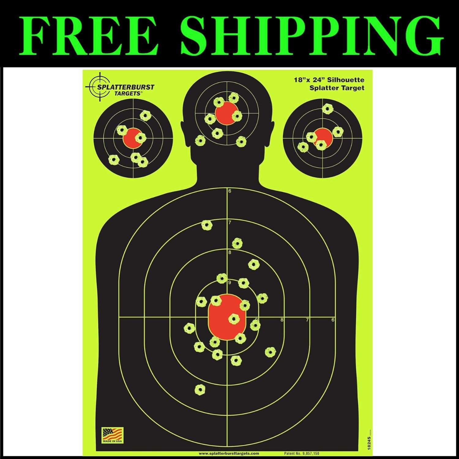 18x24 High Visibility Silhouette Splatter Targets - Fluorescent Yellow (25 Pack)