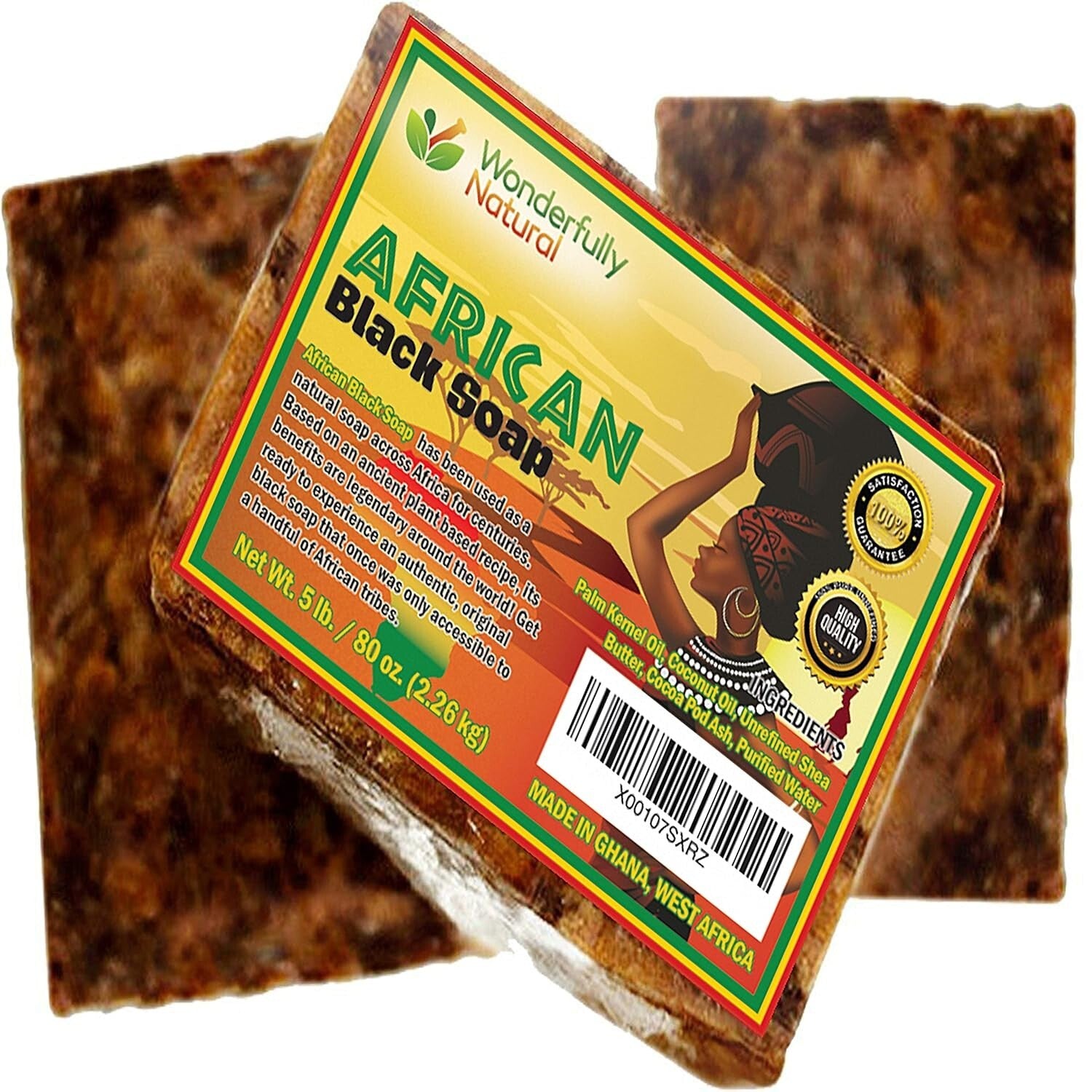 Raw Handcrafted African Black Soap - 5 lbs for Acne Prone & Sensitive Skin