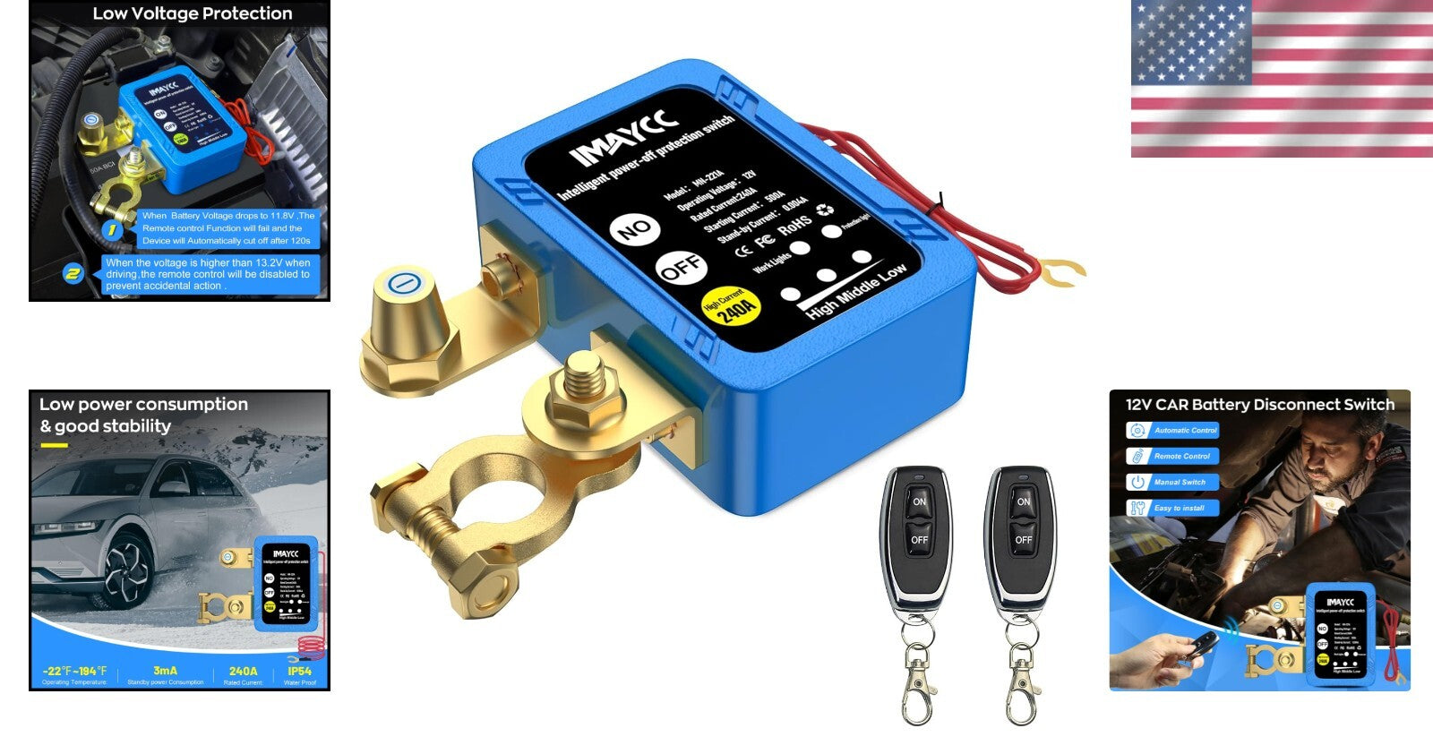 Innovative Remote-Controlled Battery Disconnect Switch – 240A for Auto, RV, Boat