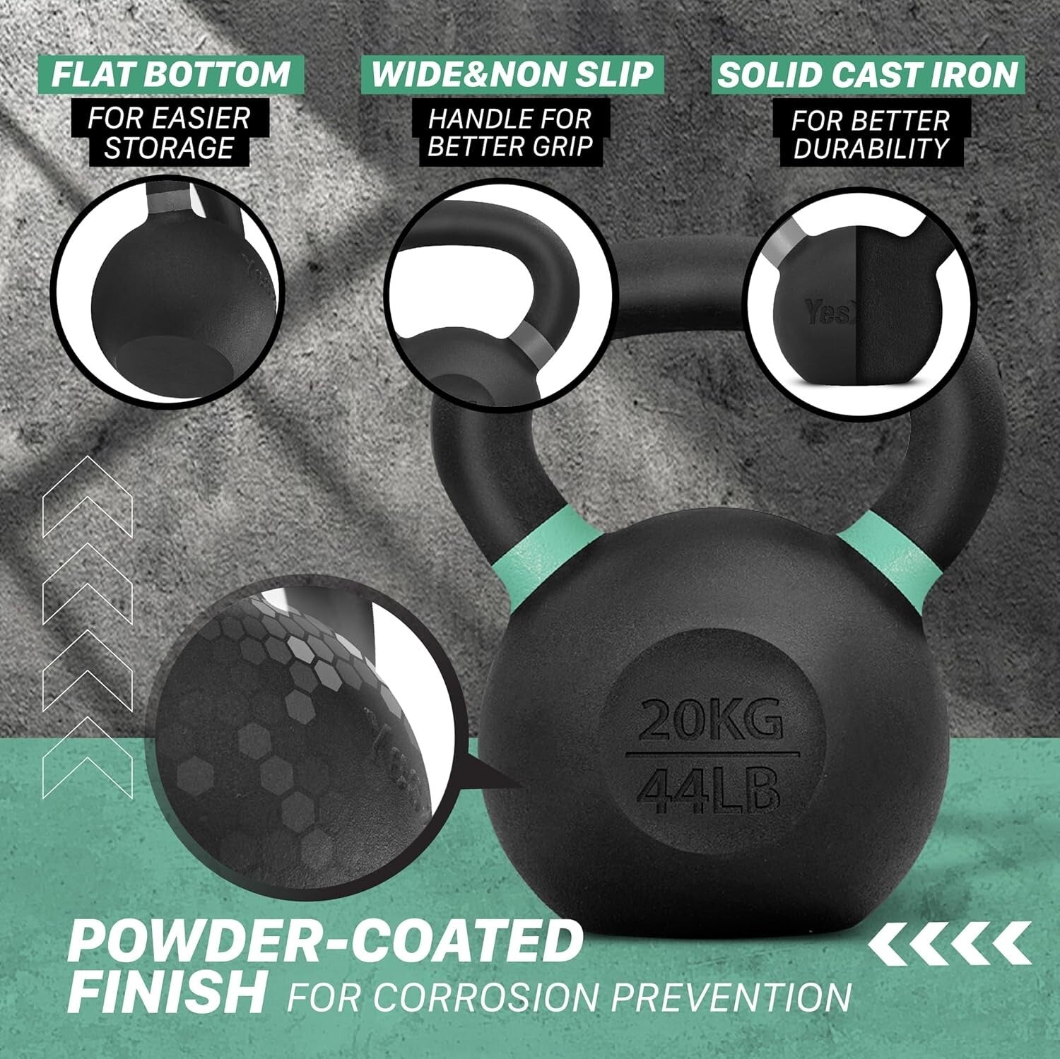 Versatile 20 Kg Cast Iron Kettlebell for Dynamic Strength and Endurance Training