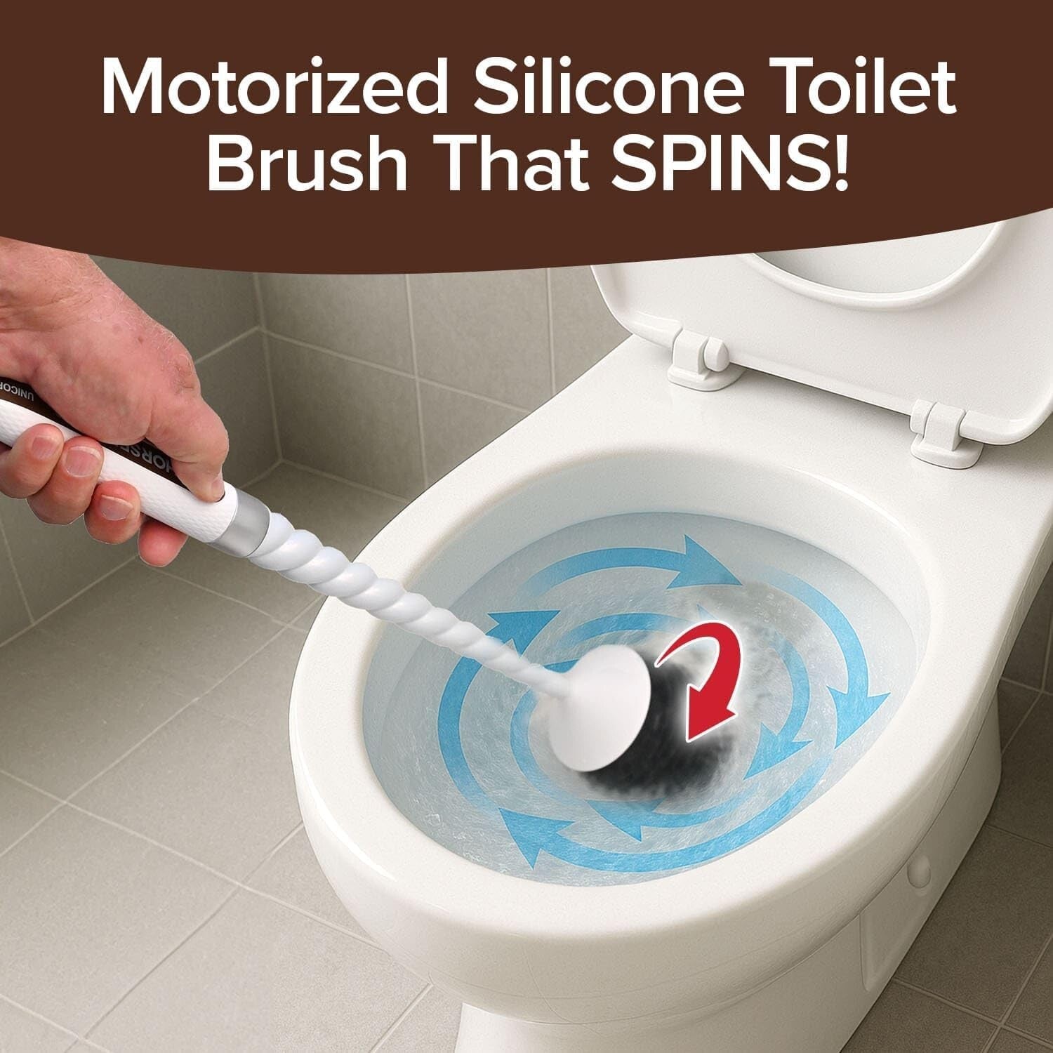 As-Seen-On-TV Unicorn Motorized Toilet Brush - 360° Cleaning Power Made Easy
