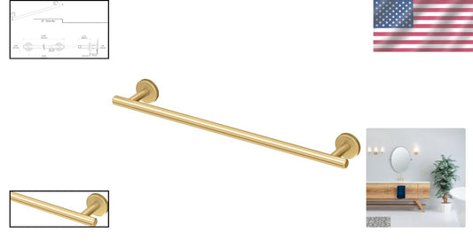18" Wall-Mounted Brushed Brass Towel Bar - Easy Install with Lifetime Warranty