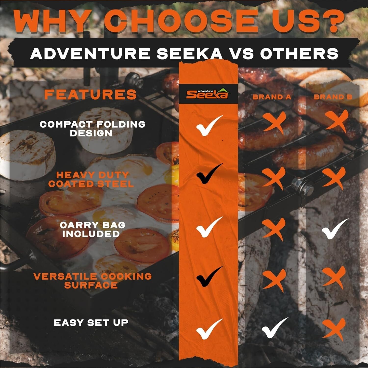 Versatile 24" Campfire Grill & Griddle - Adjustable Height for Outdoor Cooking