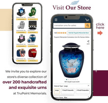 Load image into Gallery viewer, Durable 9.2" Blue Dove Cremation Urn - Secure Threaded Top, Velvet Bag Included