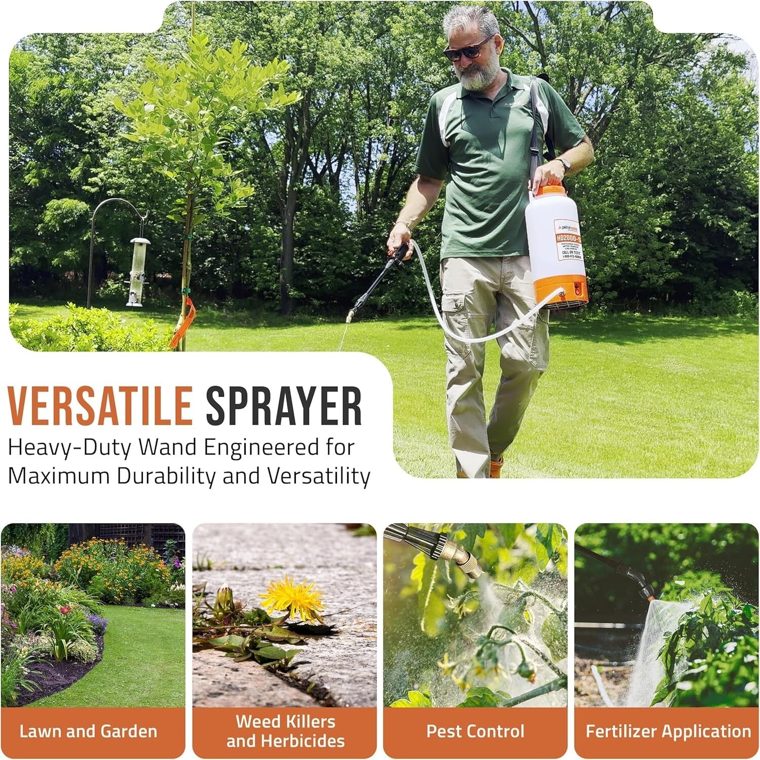 Leak-Proof 2 Gallon Electric Sprayer with Long Battery Life & Convenient Strap