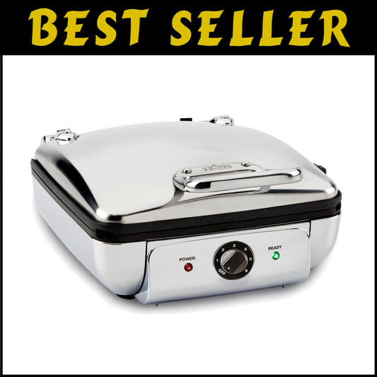 Dishwasher Safe 4 Waffle Maker - Elegant Stainless Steel with 6 Browning Options