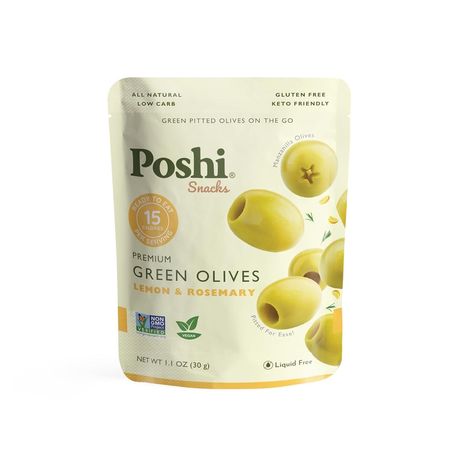 Delicious Green Olives, Lemon & Rosemary - Gluten-Free, Paleo-Friendly 30 Pack