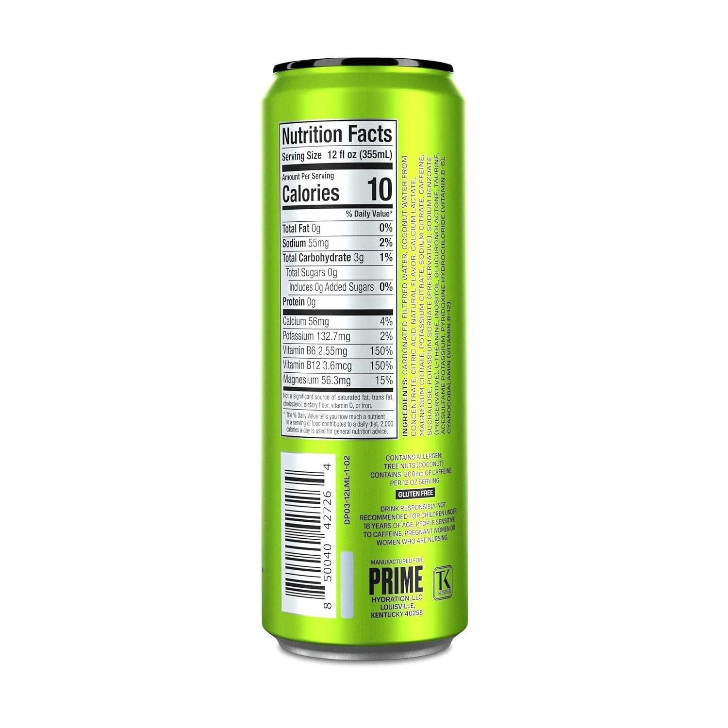 High-Performance PRIME Energy Drink | Lemon Lime Flavor - 12 Pack Caffeine Boost