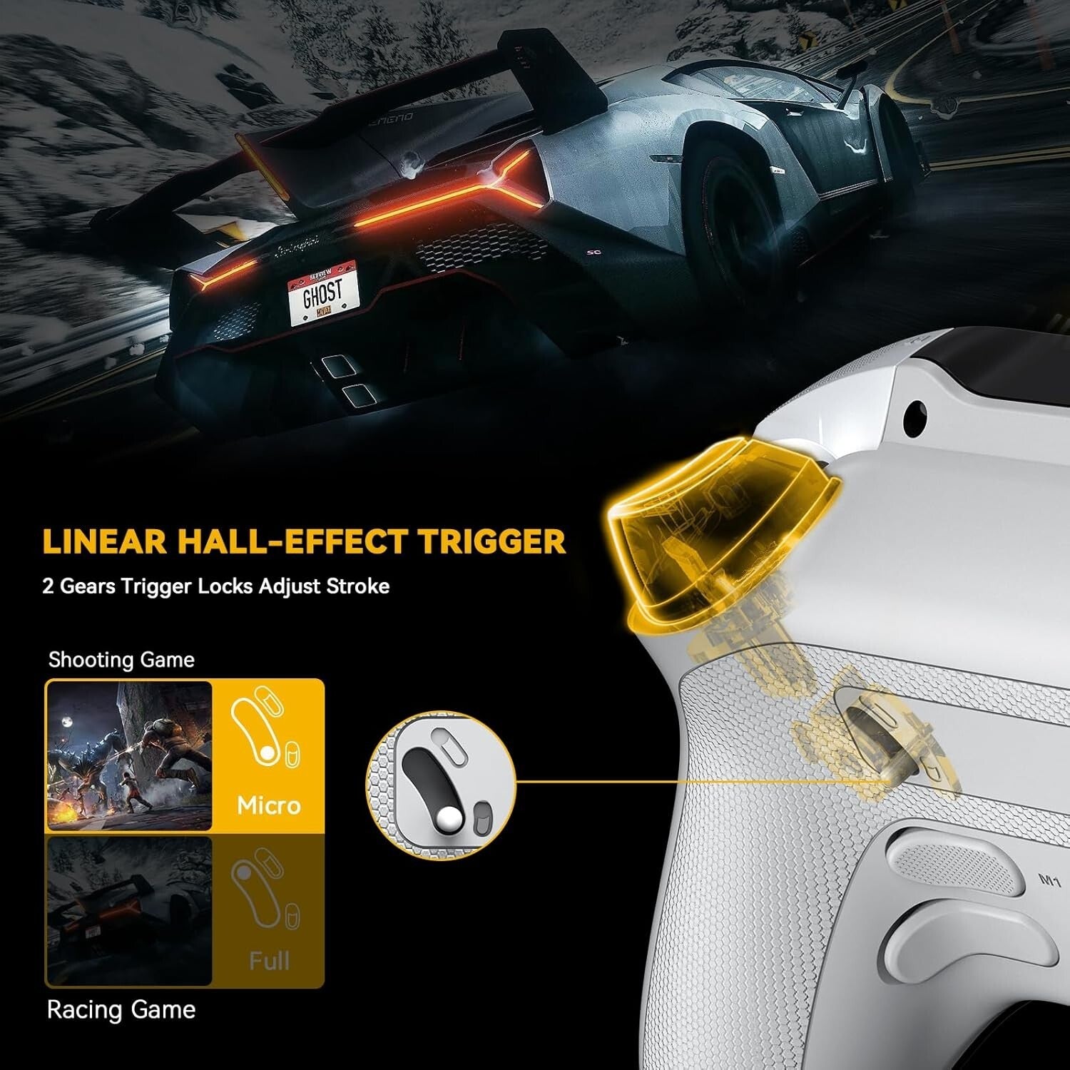 Next-Gen Wireless Controller for PC/Switch with Visual Battery & Smart Features