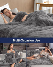 Load image into Gallery viewer, Super Soft King Size Grey Faux Fur Throw Blanket – Cozy Comfort for All Seasons
