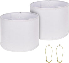 Load image into Gallery viewer, Elegant White Drum Lamp Shades 15" - Durable Natural Linen with Spider Fitter