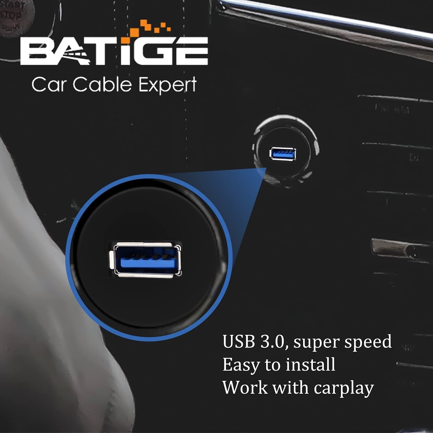 Car, Boat & Motorcycle USB 3.0 Flush Mount Cables - 5 Pack, Waterproof, 3ft