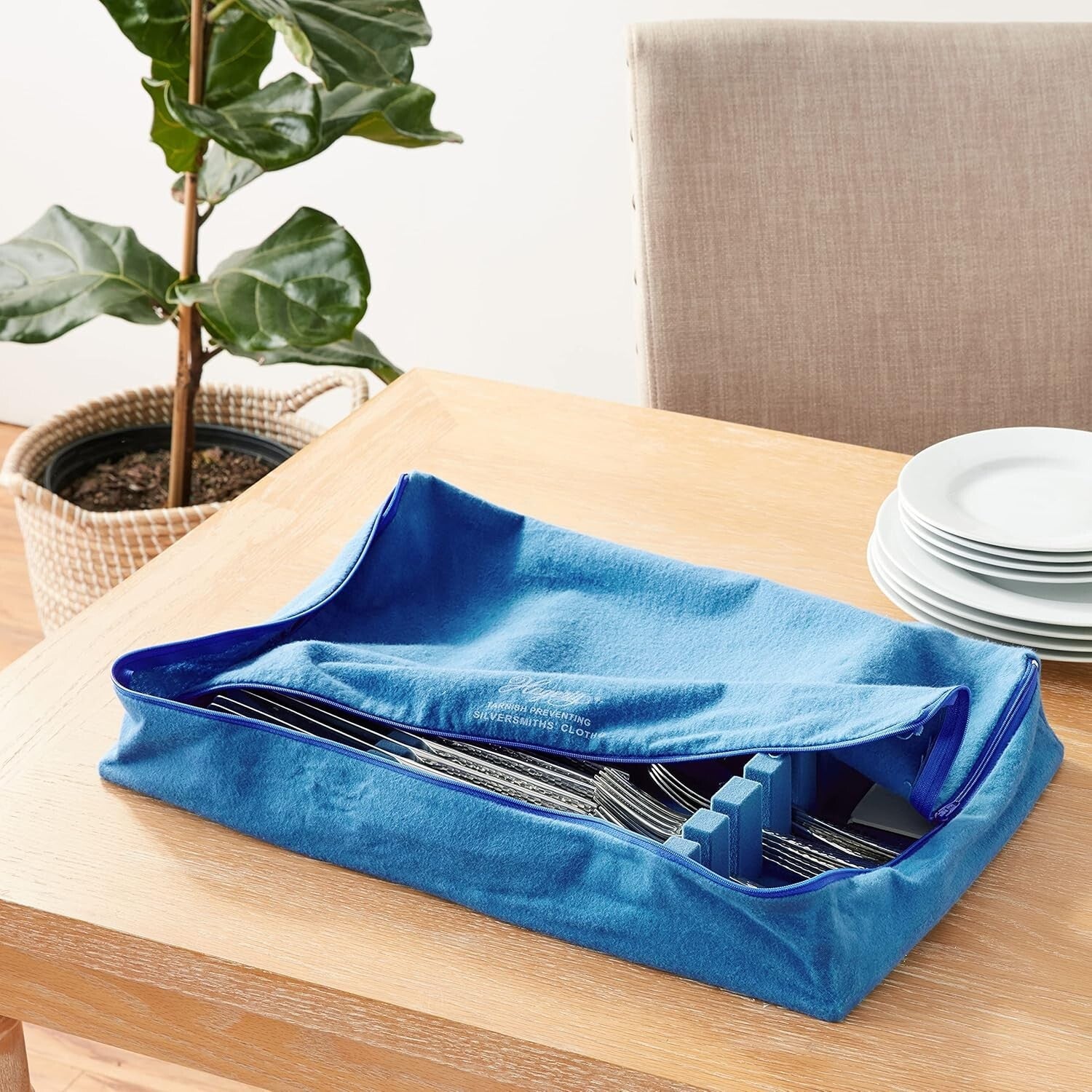 Zippered Flatware Storage Drawer Liner – Tarnish Preventive Silverware Organizer