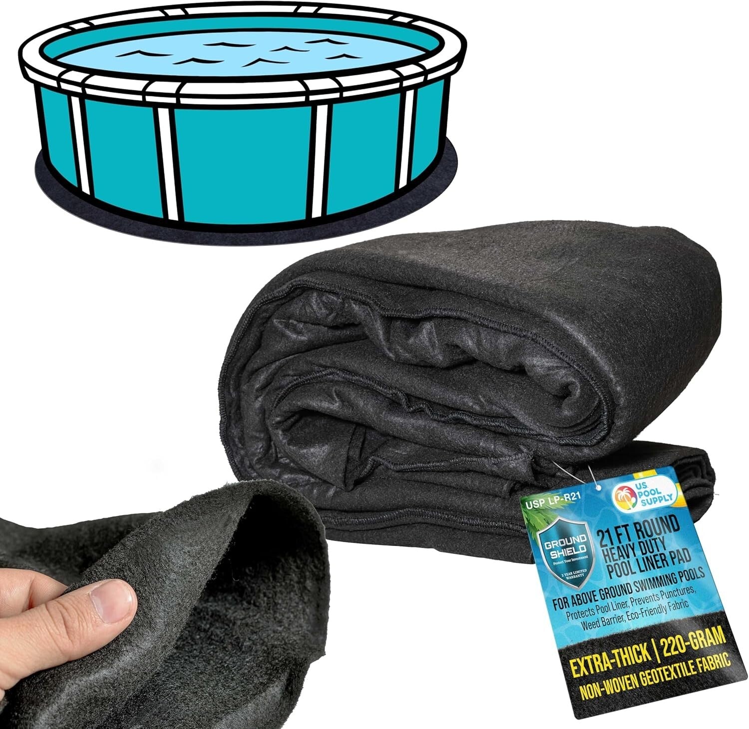 Eco-Friendly 21-Foot Round Above Ground Pool Pad with Weed Barrier Protection