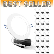 Load image into Gallery viewer, Wafer Thin 24 Pack 6 Inch Dimmable LED Lights with Junction Box – Modern Design