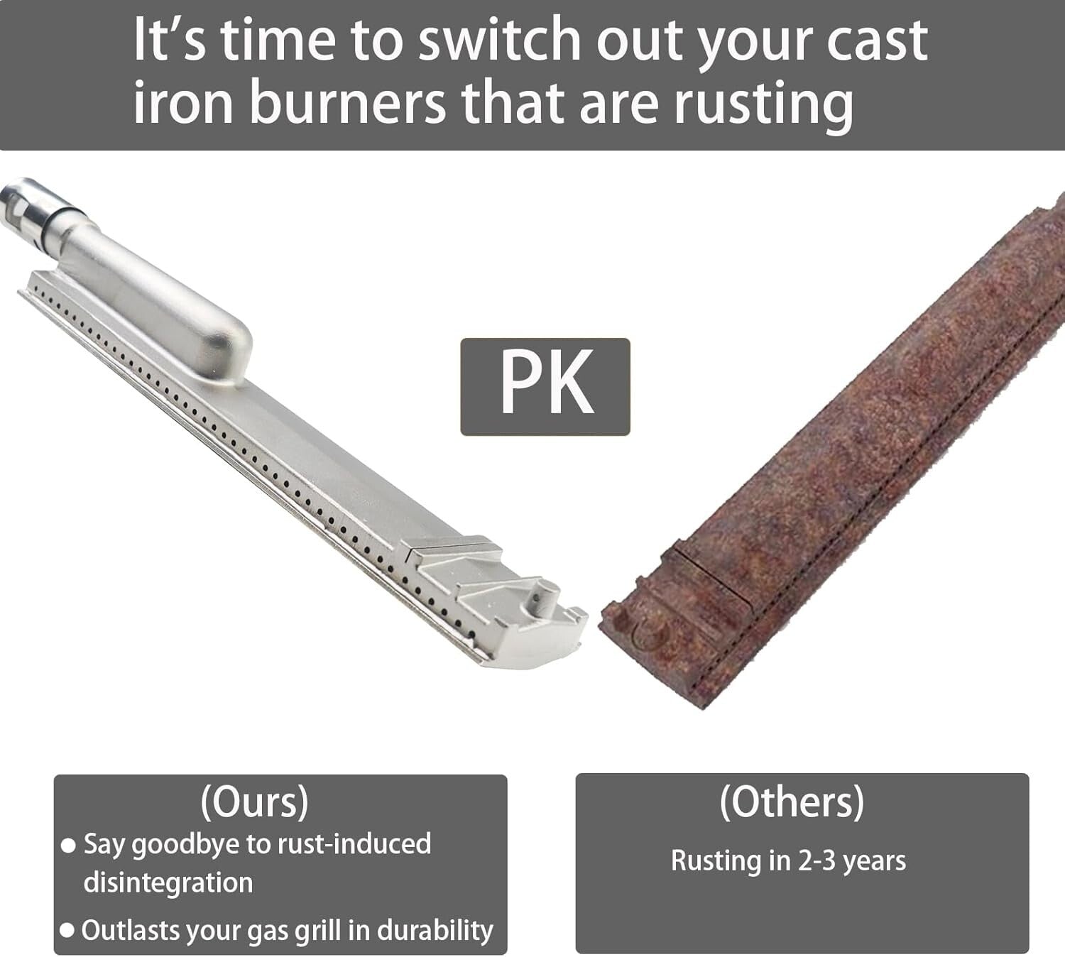 Durable 16 1/8" Stainless Steel Grill Burner Tubes with Air Regulator - Set of 4