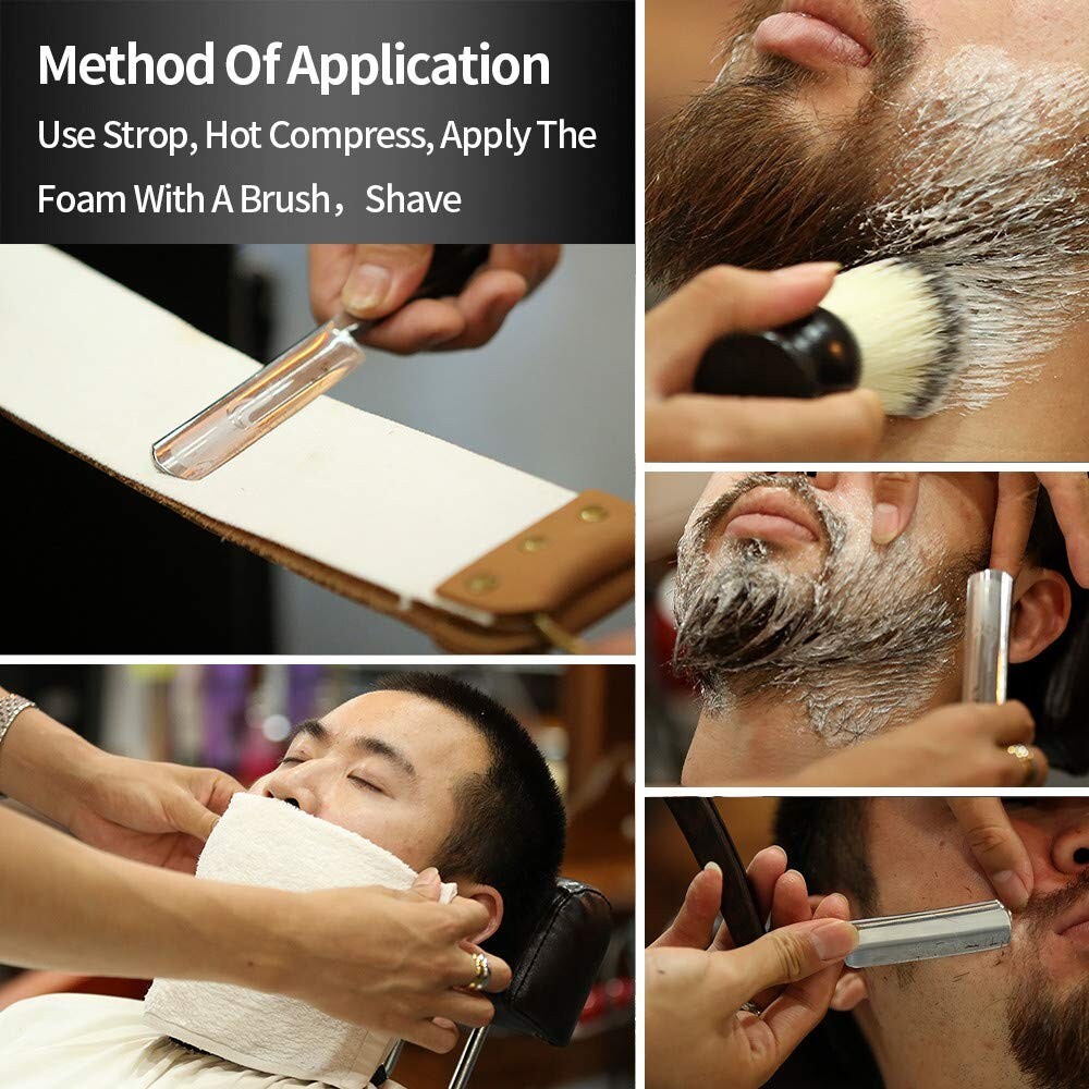 Elegant Retro Straight Razor with Wooden Handle - Complete Barber Shaving Set