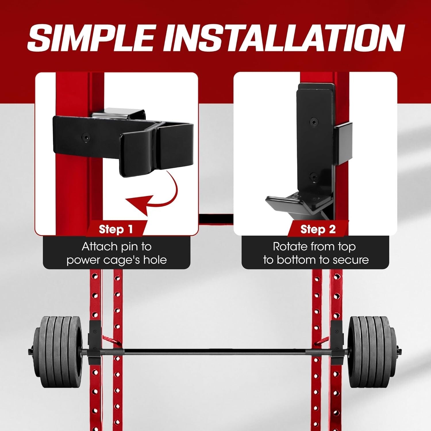 Enhance Your Squat Rack with Compact J-Hook, Spotter Arm, & 1000lbs Load