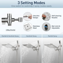 Load image into Gallery viewer, 12-Inch Brushed Nickel High Pressure Dual Rain Shower Head with Handheld Option