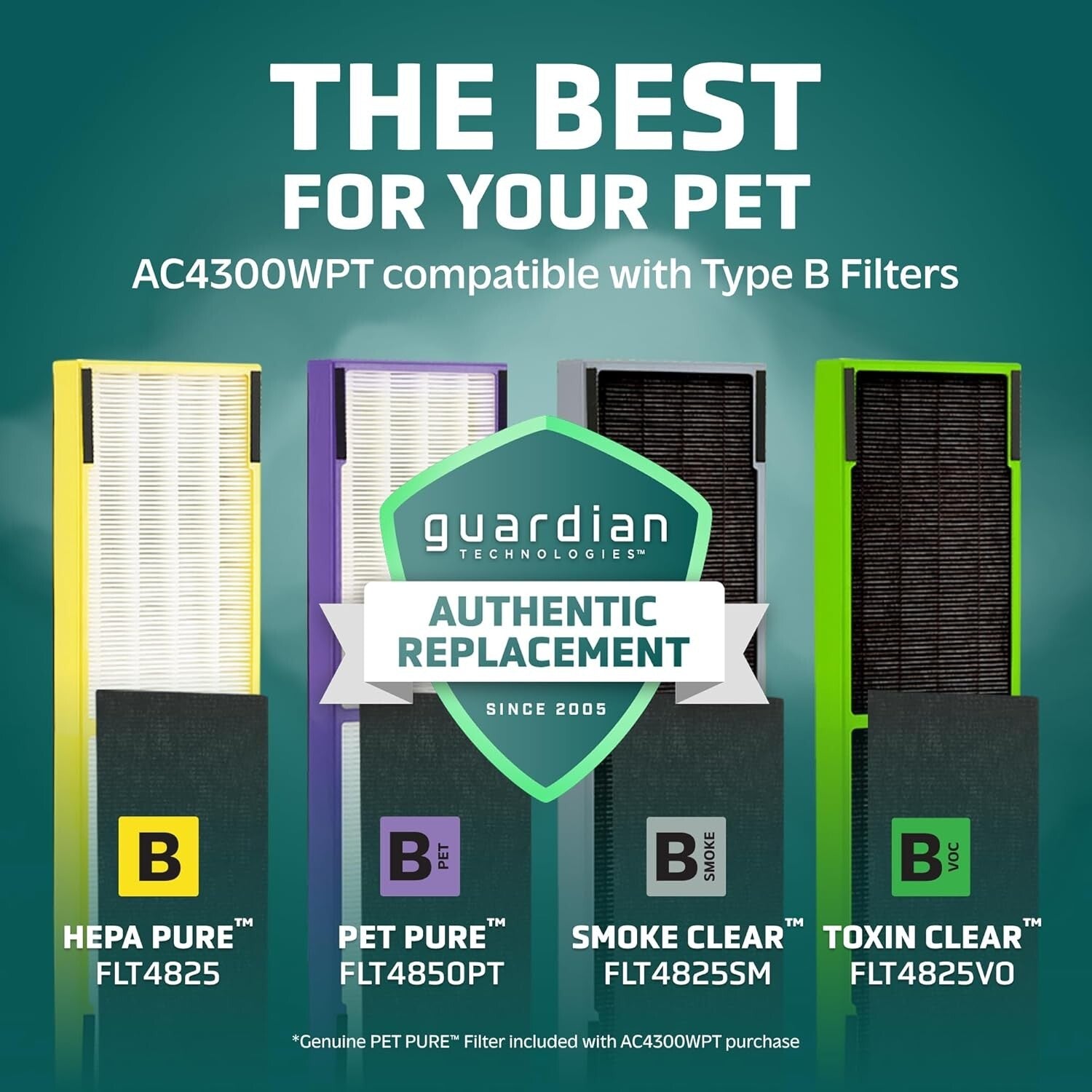 High-Efficiency H13 HEPA Pet Air Purifier - Removes Dander, Dust, and Odors