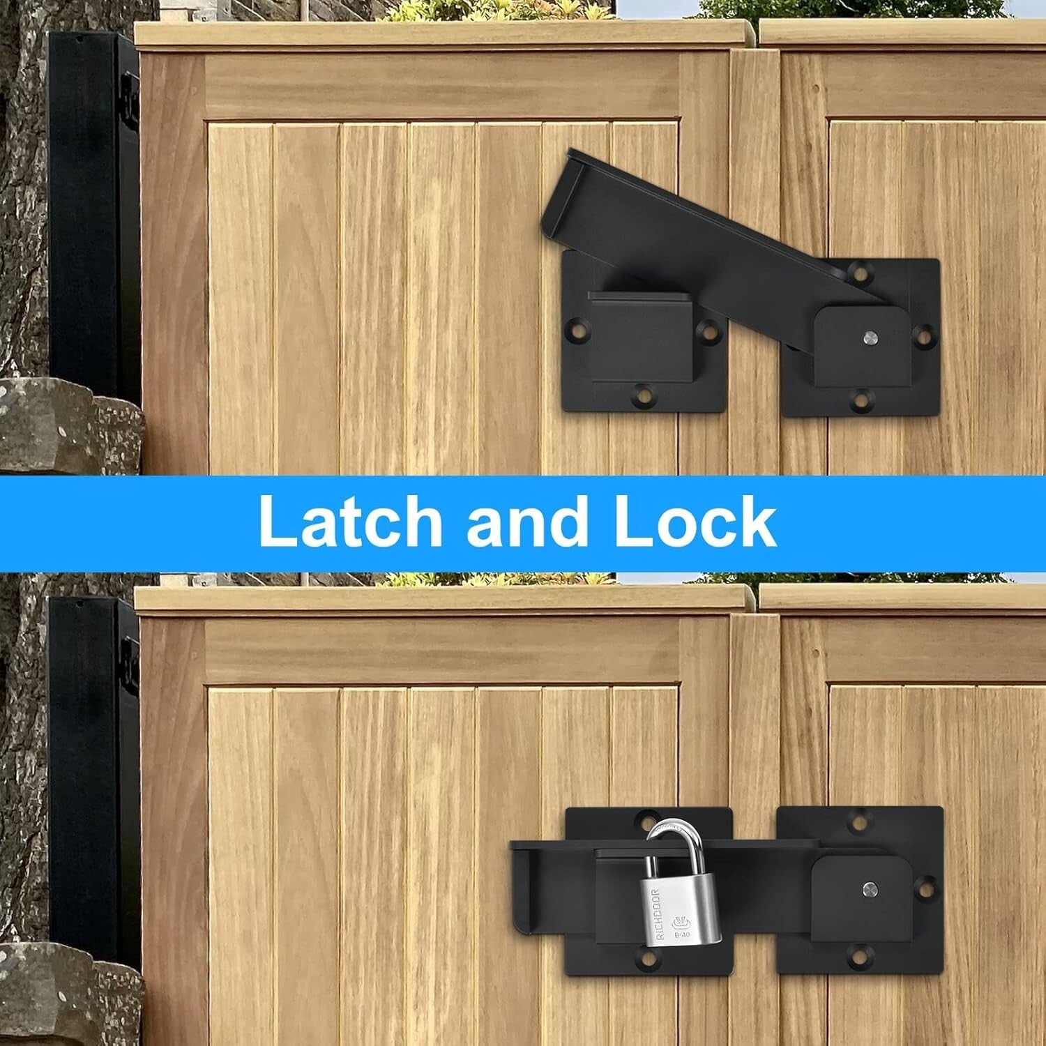 Elegant 7.5" Aluminum Alloy Gate Latch with Padlock Holes - Heavy Duty 3-Pack