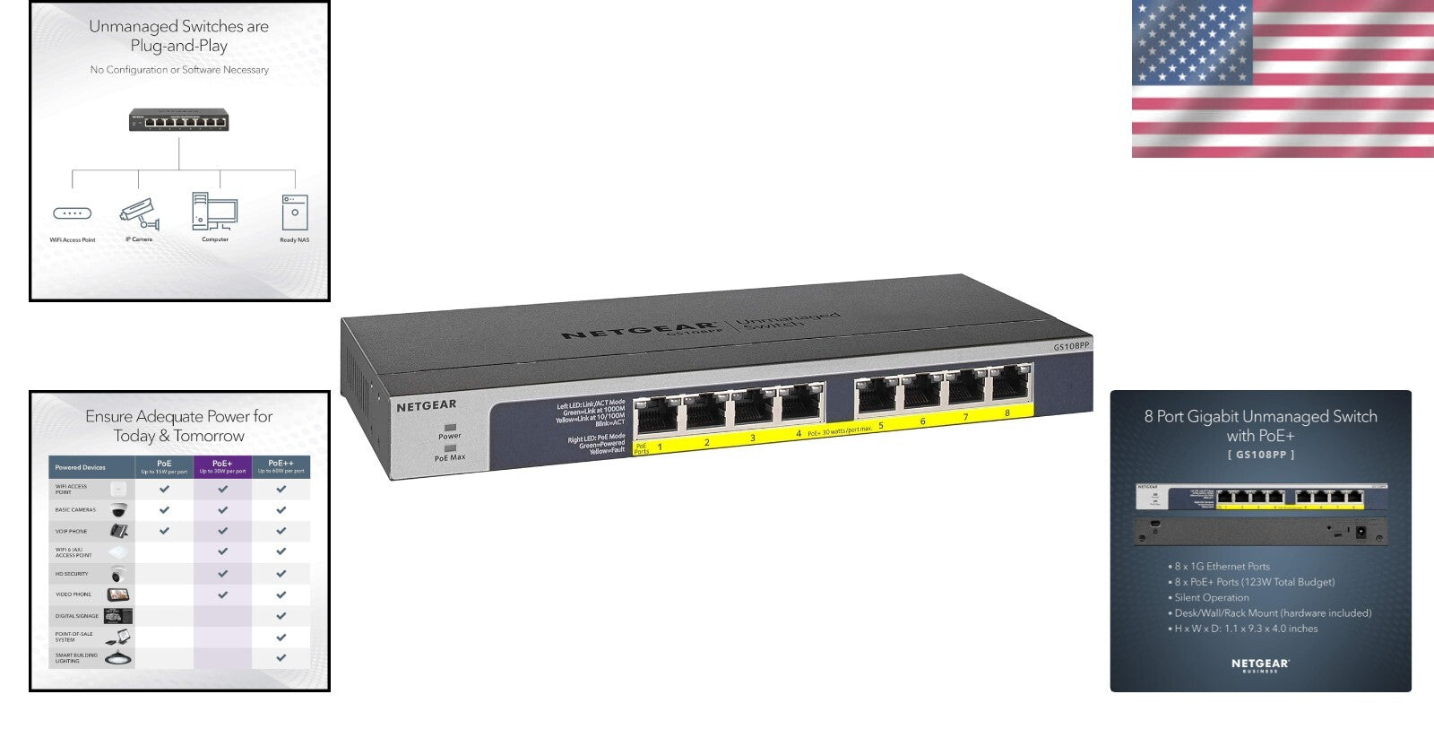 Versatile 8-Port Ethernet PoE Switch with Lifetime Protection - Silent Operation
