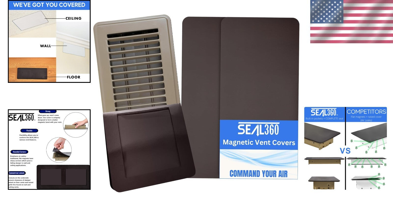 Brown Magnetic Vent Covers Set - Ideal for Floor, Wall, and Ceiling Vents 2-Pack