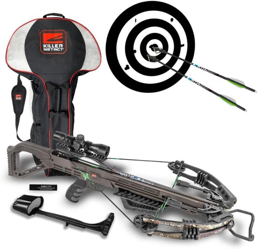 Lethal 405 FPS Crossbow Bundle with Case & 100-Grain Broadheads - Ambidextrous