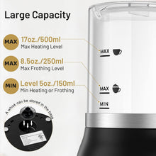 Load image into Gallery viewer, Quiet 4-in-1 Milk Frother and Steamer - 17oz for Delicious Hot/Cold Beverages