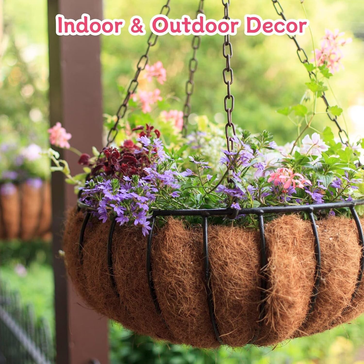4 Pack 20" Round Natural Coconut Coir Liners for Beautiful Hanging Baskets