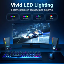 Load image into Gallery viewer, USB Powered Hi-Fi Stereo Computer Speakers with 6 Lighting Modes and Bass Boost