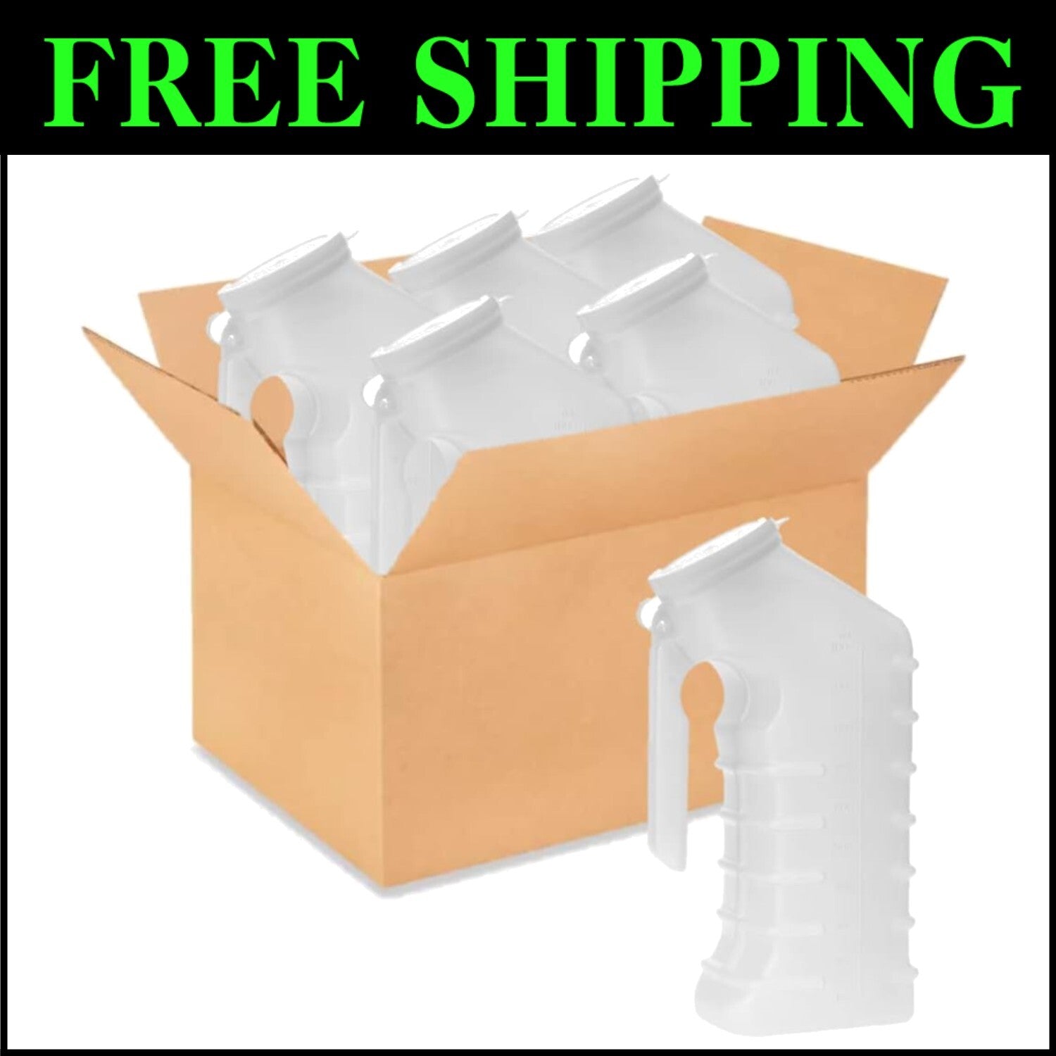 Translucent Portable Male Urinal with Graduated Scale – Easy Handling, 48 Count