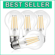 Load image into Gallery viewer, Elegant A19 LED Edison Bulbs 4-Pack - 60W Equivalent, 3500K Natural White Light