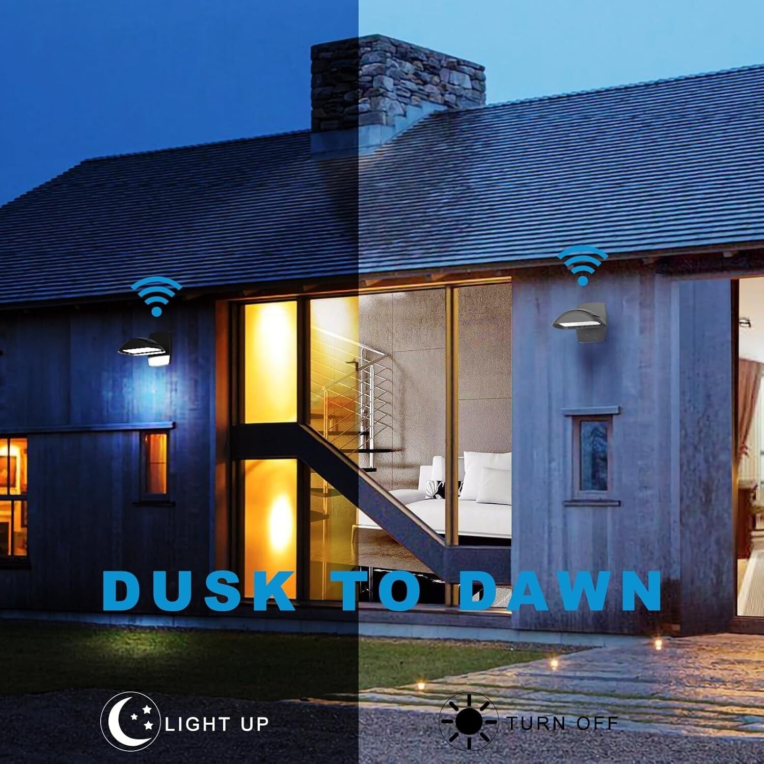 Energy-Saving 50W LED Flood Light Set - IP65 Waterproof, Dusk to Dawn Automation