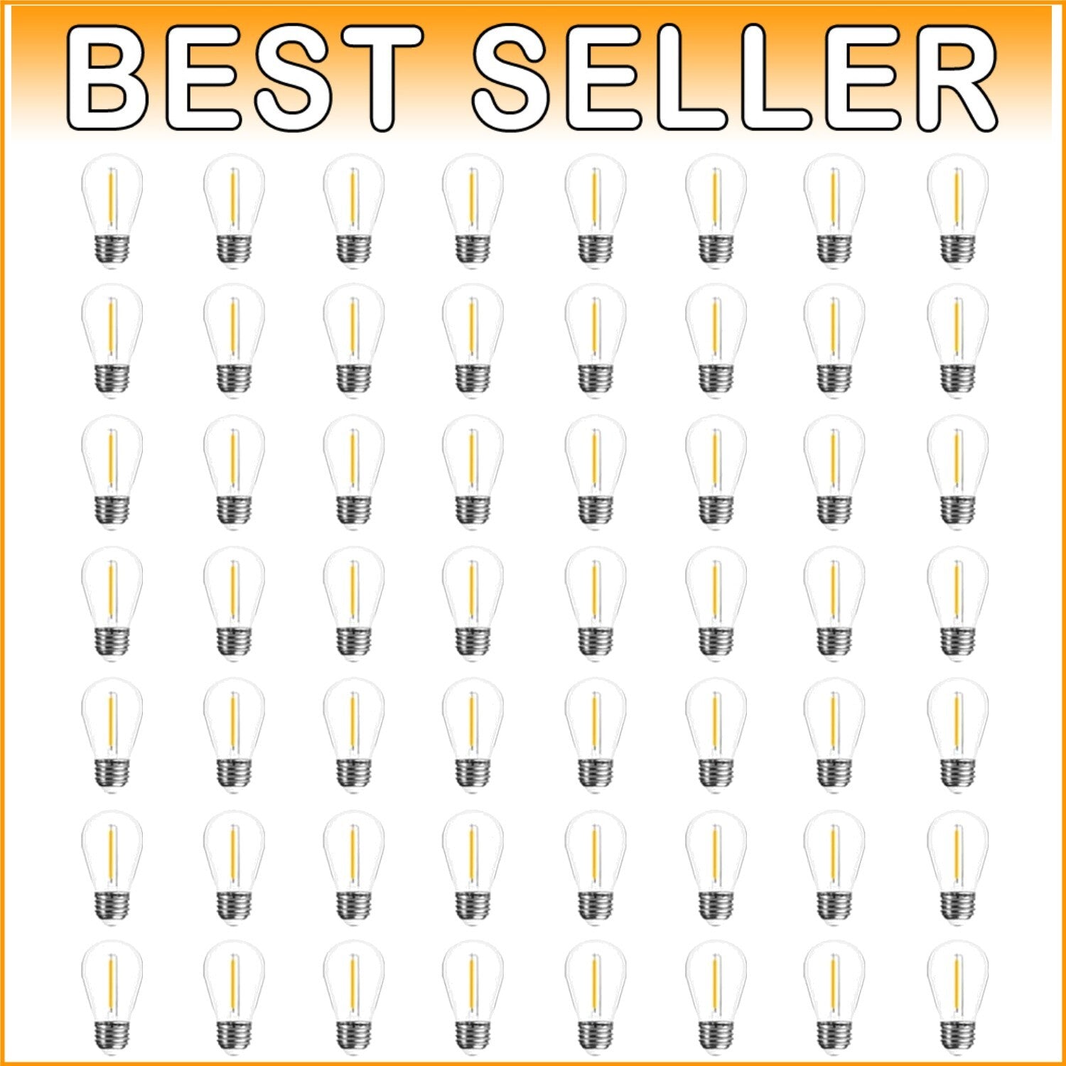 Durable Outdoor 48-Pack S14 Warm White LED String Light Bulbs - 25,000 Hour Life