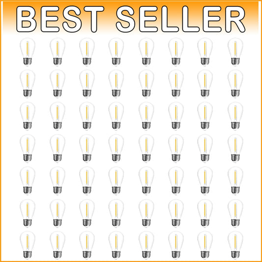 Durable Outdoor 48-Pack S14 Warm White LED String Light Bulbs - 25,000 Hour Life