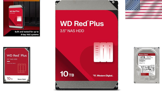 Reliable 10TB WD Red Plus Hard Drive - Designed for 24x7 NAS Performance