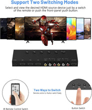 Load image into Gallery viewer, HDMI/AV Switcher with Remote Control - Plug &amp; Play for Gamers &amp; Movies