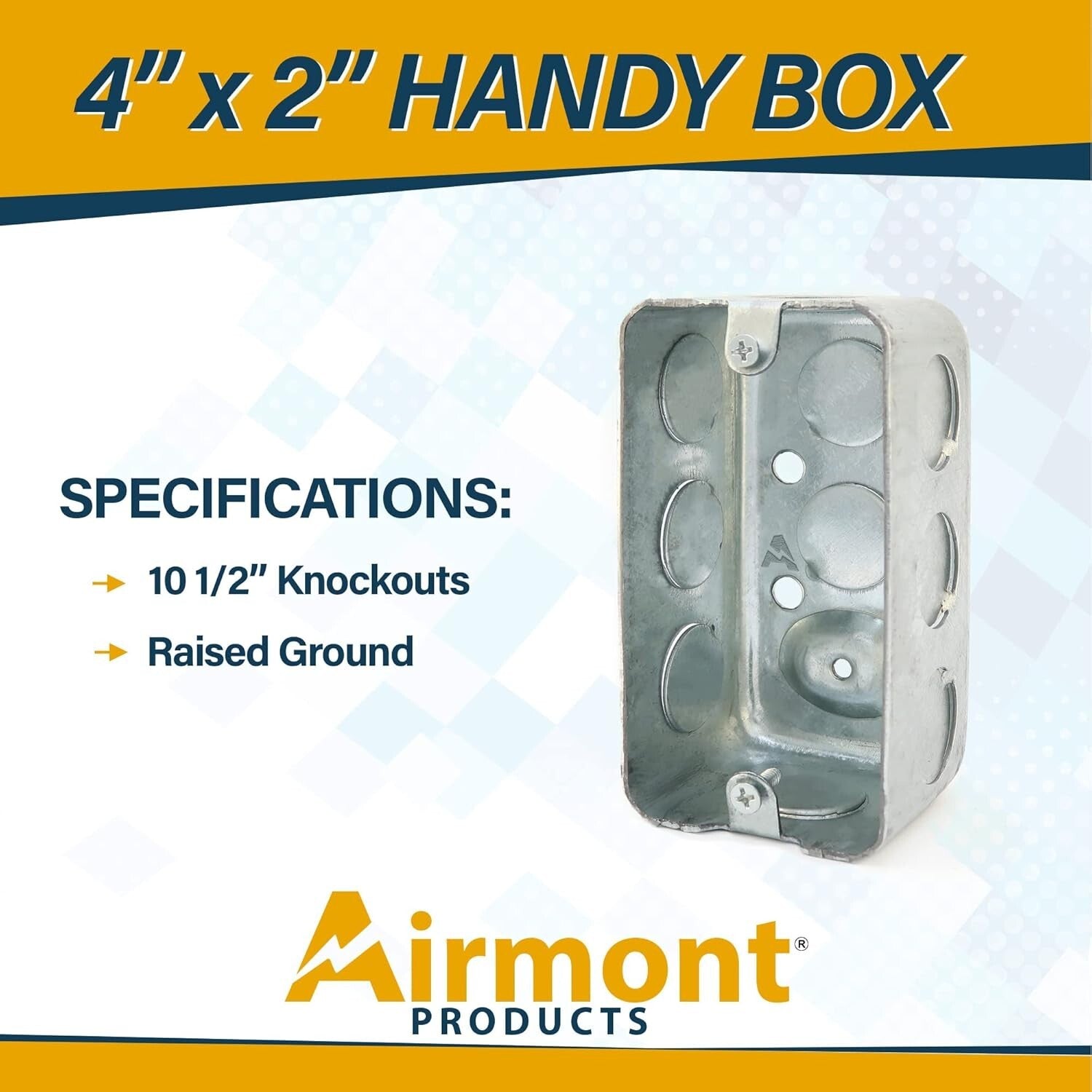Durable Pre-Galvanized Steel Electrical Box - 4x2 Inch Handy Box Pack of 12