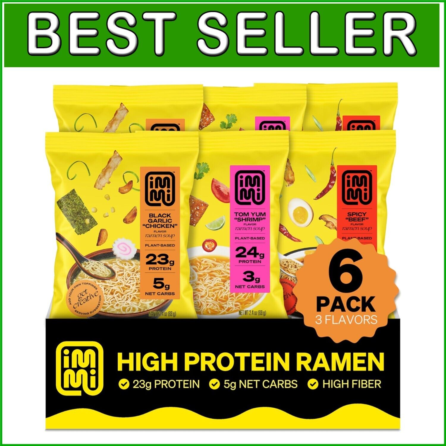 Bold Flavors Ramen Pack: Spicy Beef, Black Garlic Chicken & Tom Yum Shrimp