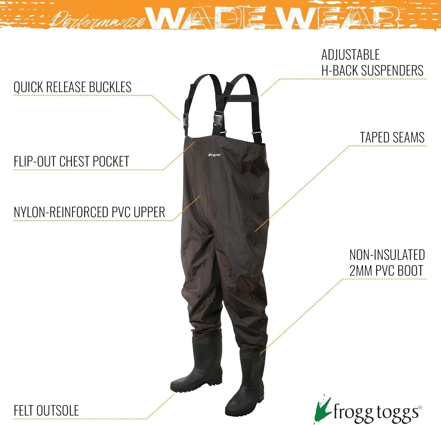 Adjustable Rana II Men's Fishing Waders - PVC Upper & Felt/Cleated Boots