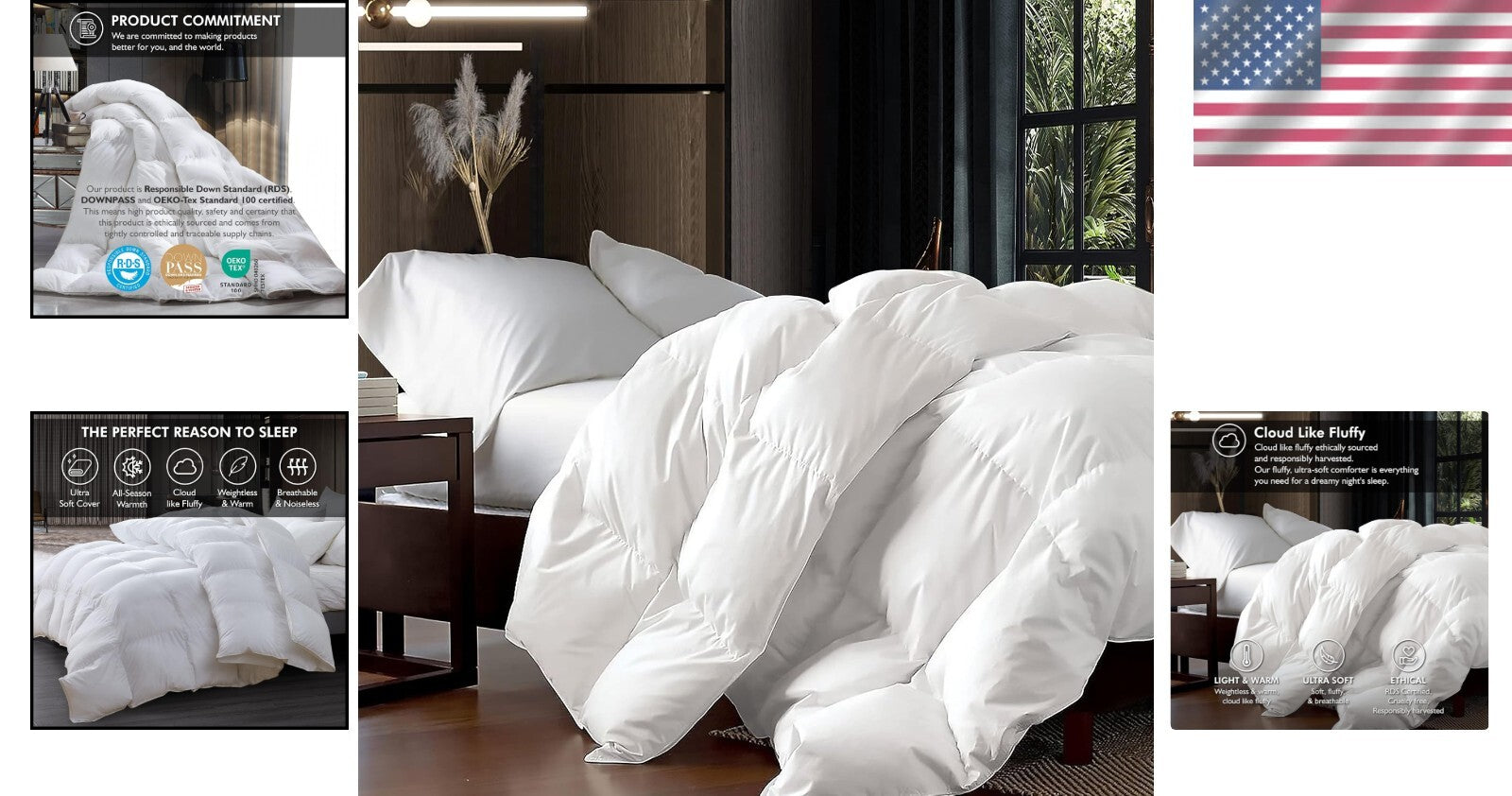 Luxurious California King Goose Down Fiber Comforter - 108" x 98" Elegant Design
