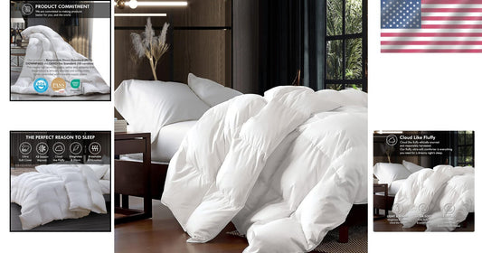 Luxurious California King Goose Down Fiber Comforter - 108" x 98" Elegant Design