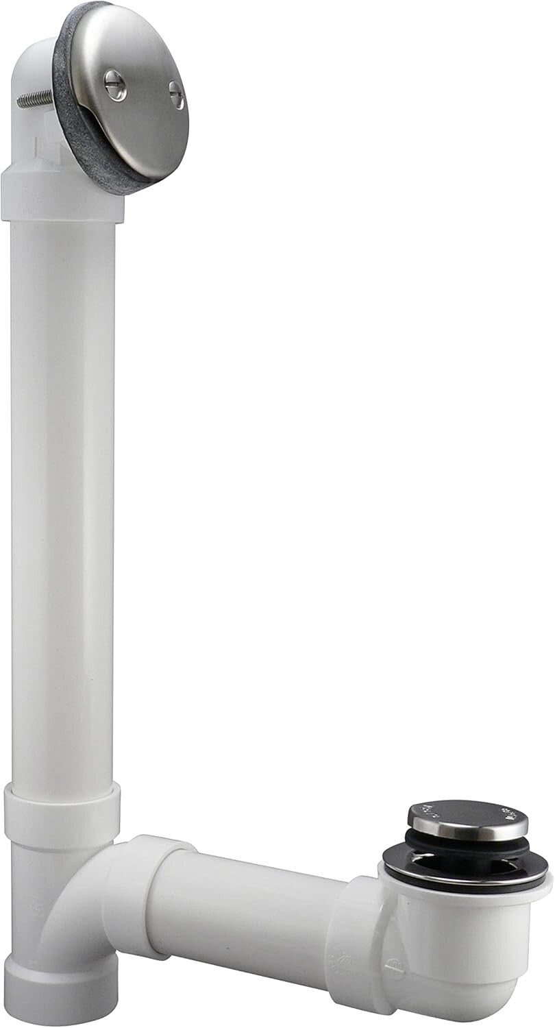 Tarnish-Free Brushed Nickel Bath Drain with PVC Tubing for Easy Installation
